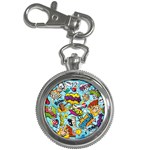 Comic Elements Colorful Seamless Pattern Key Chain Watches Front