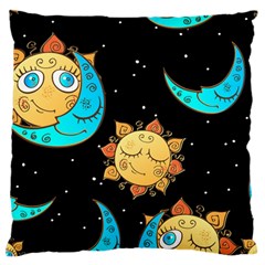 Seamless Pattern With Sun Moon Children Large Cushion Case (one Side) by Pakemis