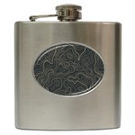 Damask-seamless-pattern Hip Flask (6 oz) Front