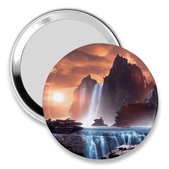 Water Waterfall Nature River Lake Planet Fantasy 3  Handbag Mirrors by Uceng