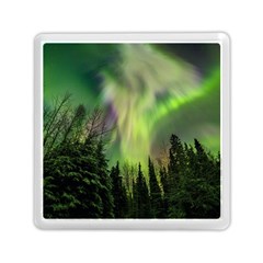 Aurora Borealis In Sky Over Forest Memory Card Reader (square) by danenraven
