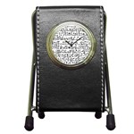 Sanscrit Pattern Design Pen Holder Desk Clock Front