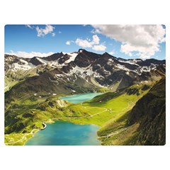 Aerial View Of Mountain And Body Of Water One Side Premium Plush Fleece Blanket (extra Small) by danenraven