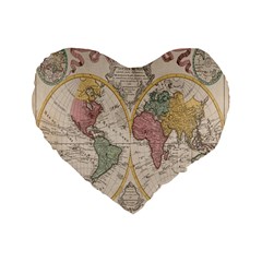 Mapa Mundi 1775 Standard 16  Premium Flano Heart Shape Cushions by ConteMonfrey