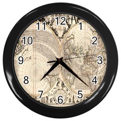 Mapa Mundi - 1774 Wall Clock (black) by ConteMonfrey