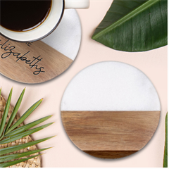 Kujawsko-pomorskie Flag Classic Marble Wood Coaster (round)  by tony4urban