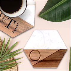 Bonaire Marble Wood Coaster (hexagon)  by tony4urban