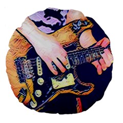 Stevie Ray Guitar  Large 18  Premium Flano Round Cushions by StarvingArtisan