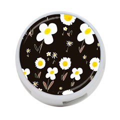 Daisy Flowers White Yellow Black  4-port Usb Hub (one Side) by Mazipoodles