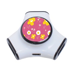 Daisy Flowers Yellow White Dusty Dark Blush Pink 3-port Usb Hub by Mazipoodles