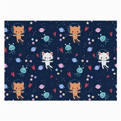 Cute-astronaut-cat-with-star-galaxy-elements-seamless-pattern Large Glasses Cloth (2 Sides) by Vaneshart