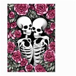 black and white rose sugar skull Large Garden Flag (Two Sides) Back