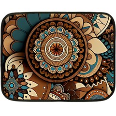Bohemian Flair In Blue And Earthtones Fleece Blanket (mini) by HWDesign