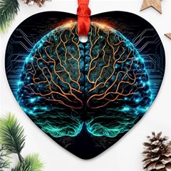 Brain Mind Technology Circuit Board Layout Patterns Heart Ornament (two Sides) by Uceng
