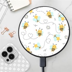 Bee Art Pattern Design Wallpaper Background Print Wireless Fast Charger(black) by Ravend