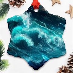 Thunderstorm Tsunami Tidal Wave Ocean Waves Sea Snowflake Ornament (two Sides) by Ravend