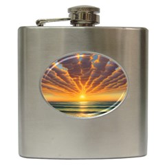 Waves At Sunset Hip Flask (6 Oz) by GardenOfOphir