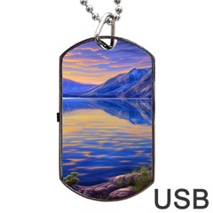 Dramatic Sunset Dog Tag Usb Flash (two Sides) by GardenOfOphir