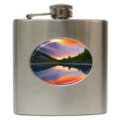 Flaming Sunset Hip Flask (6 Oz) by GardenOfOphir