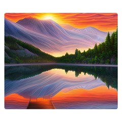 Flaming Sunset One Side Premium Plush Fleece Blanket (small) by GardenOfOphir