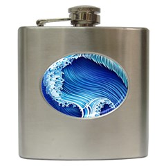 Watercolor Wave Hip Flask (6 Oz) by GardenOfOphir