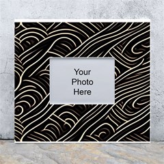 Black Coconut Color Wavy Lines Waves Abstract White Wall Photo Frame 5  X 7  by Ravend
