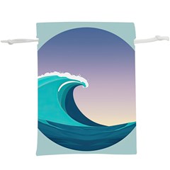 Tsunami Tidal Wave Wave Minimalist Ocean Sea 4 Lightweight Drawstring Pouch (xl) by Pakemis