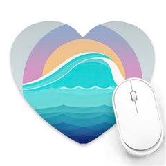 Tsunami Tidal Wave Wave Minimalist Ocean Sea Heart Mousepad by Pakemis