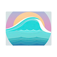 Tsunami Tidal Wave Wave Minimalist Ocean Sea One Side Premium Plush Fleece Blanket (mini) by Pakemis