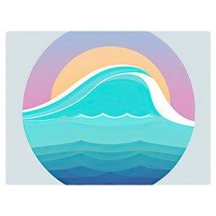 Tsunami Tidal Wave Wave Minimalist Ocean Sea One Side Premium Plush Fleece Blanket (extra Small) by Pakemis