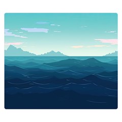 Ai Generated Ocean Waves Sea Water Nautical One Side Premium Plush Fleece Blanket (small) by Pakemis