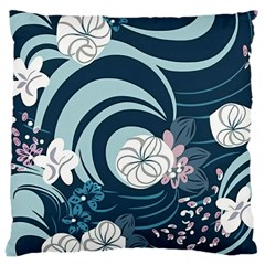 Flowers Pattern Floral Ocean Abstract Digital Art Large Cushion Case (two Sides) by Pakemis