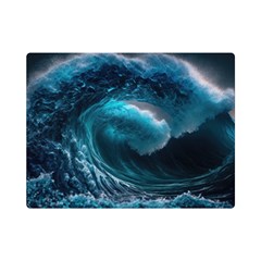 Tsunami Waves Ocean Sea Water Rough Seas 3 One Side Premium Plush Fleece Blanket (mini) by Pakemis