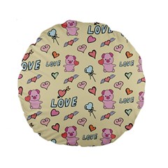 Pig Animal Love Romance Seamless Texture Pattern Standard 15  Premium Round Cushions by Wegoenart
