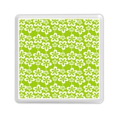 Lime Green Flowers Pattern Memory Card Reader (square) by GardenOfOphir