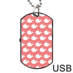 Coral Whales Pattern Dog Tag Usb Flash (one Side) by GardenOfOphir