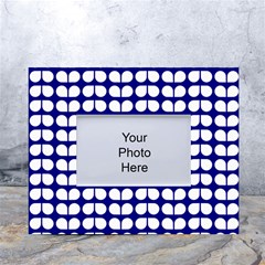 Blue And White Leaf Pattern White Tabletop Photo Frame 4 x6  by GardenOfOphir