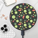 Watermelon Berries Patterns Pattern Wireless Fast Charger(Black) Front
