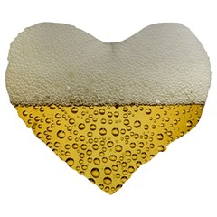 Texture Pattern Macro Glass Of Beer Foam White Yellow Art Large 19  Premium Heart Shape Cushions by Semog4