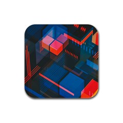 Minimalist Abstract Shaping  Abstract Digital Art Rubber Square Coaster (4 Pack) by Jancukart