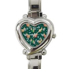 Cute Christmas Pattern Doodle Heart Italian Charm Watch by Semog4