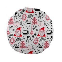 Christmas Themed Seamless Pattern Standard 15  Premium Flano Round Cushions by Semog4