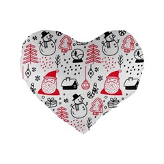 Christmas Themed Seamless Pattern Standard 16  Premium Flano Heart Shape Cushions by Semog4