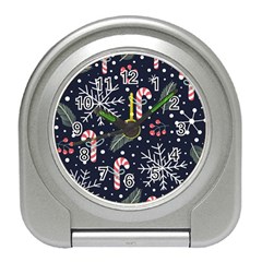 Holiday Seamless Pattern With Christmas Candies Snoflakes Fir Branches Berries Travel Alarm Clock by Semog4