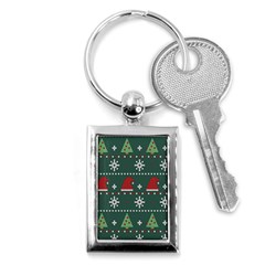 Beautiful Knitted Christmas Pattern Key Chain (rectangle) by Semog4