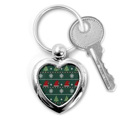 Beautiful Knitted Christmas Pattern Key Chain (heart) by Semog4
