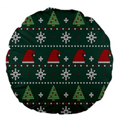 Beautiful Knitted Christmas Pattern Large 18  Premium Flano Round Cushions by Semog4