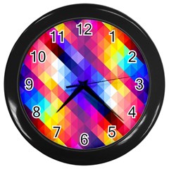 Abstract Background Colorful Pattern Wall Clock (black) by Semog4