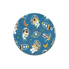 Seamless Pattern Funny Astronaut Outer Space Transportation Magnet 3  (round) by Semog4