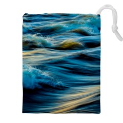 Waves Abstract Drawstring Pouch (4xl) by Salman4z
